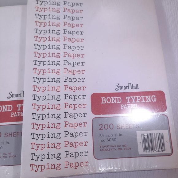 NEW Stuart Hall Bond Typing Paper 8.5x 11" NO. 6060 2 Packs 200 Sheets Vintage - Picture 2 of 5